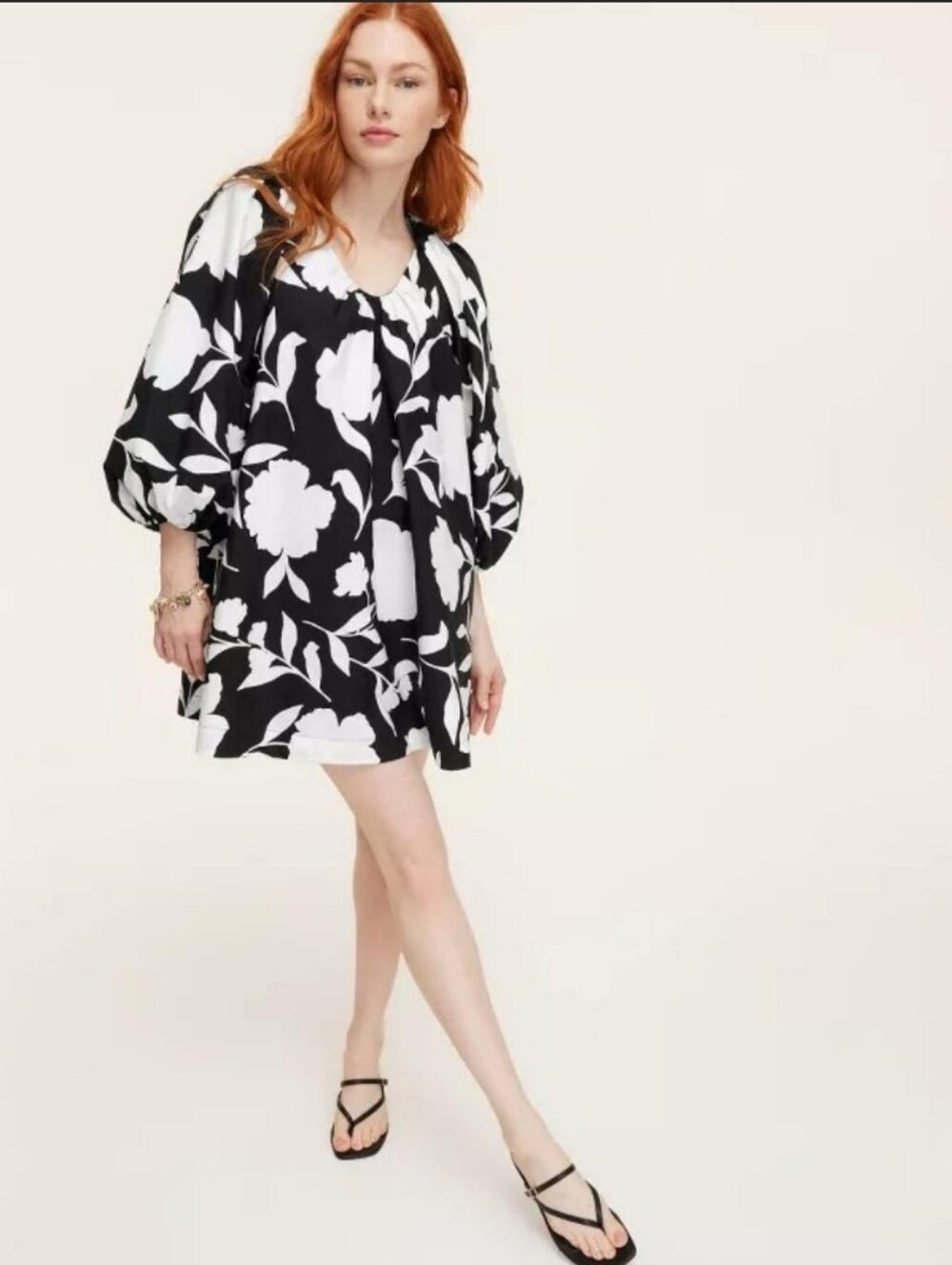KATE SPADE X Target Collab Black White Classic Rose Floral A-line Mini Dress XXL - Picture 2 of 5